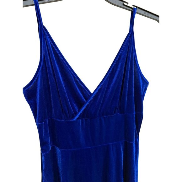 Blue Velvet Babydoll style Spaghetti Strap Mini Dress Adjustable Straps Y2K - Picture 3 of 9